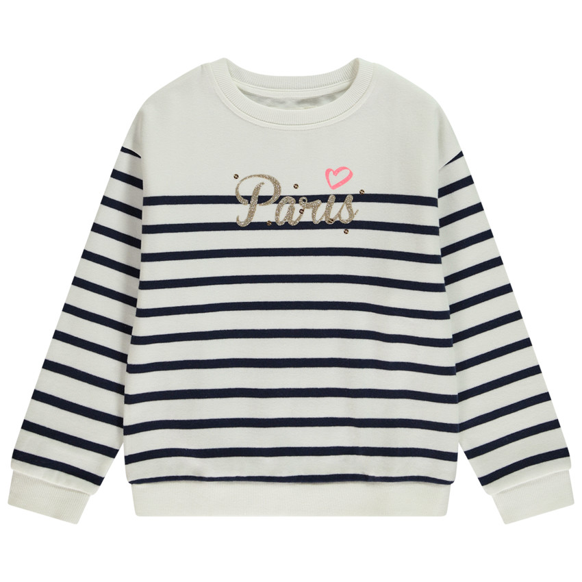 Sudadera de felpa estilo marinero con estampado brillante para niña 