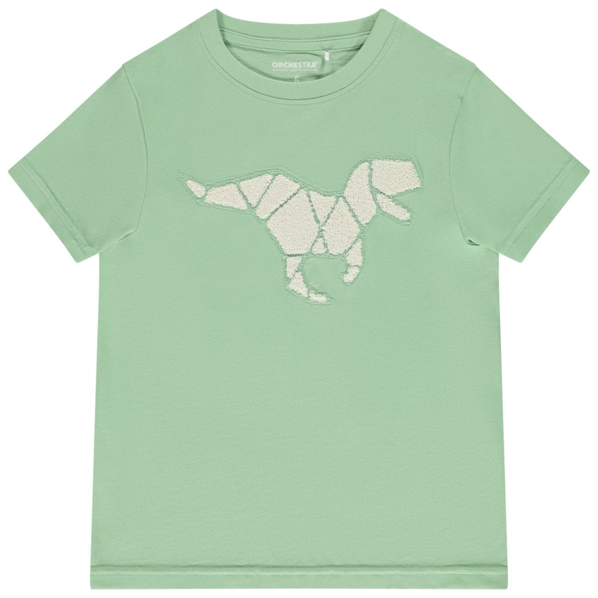 Camiseta manga corta con bordado efecto rizado fantasía para niño 