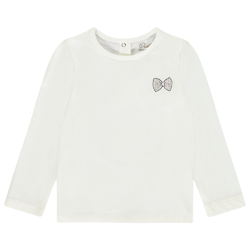 Camiseta de manga larga con nudo bordado para niña 