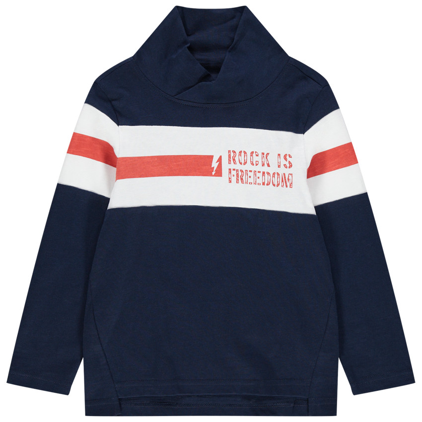 Camiseta de manga larga con cuello cruzado y bandas contrastadas   Additional Camiseta de manga larga con cuello cruzado y bandas contrastadas