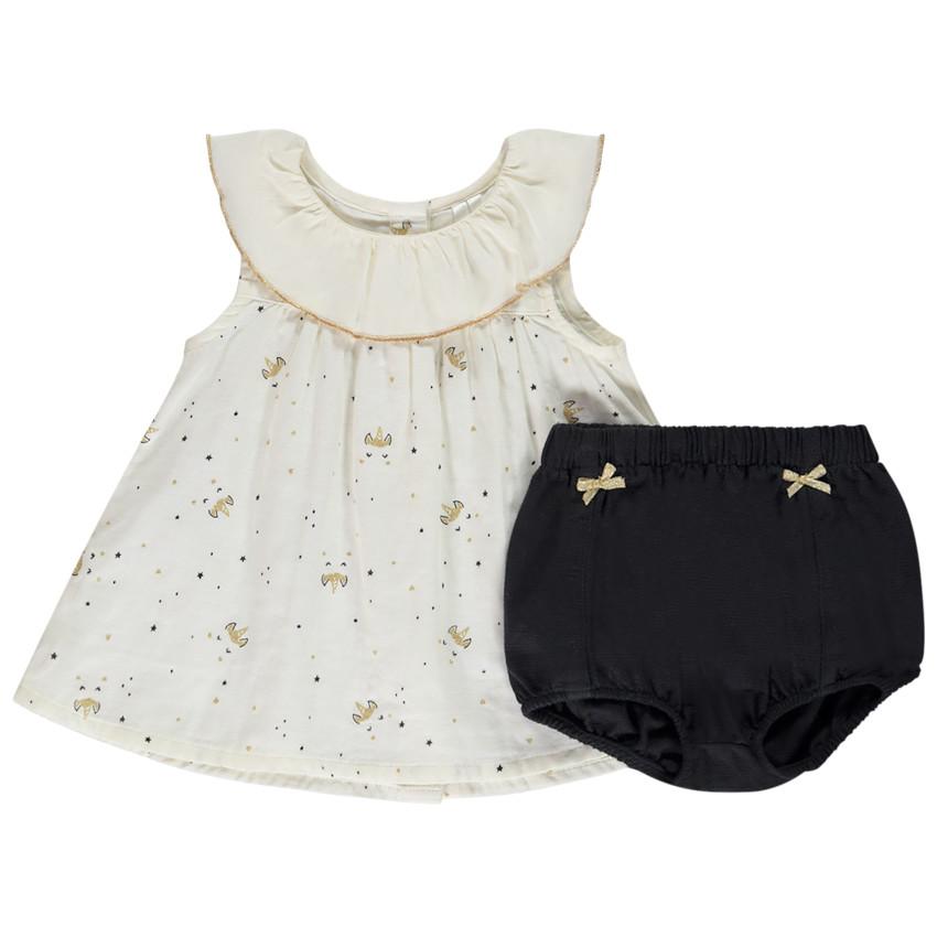 Conjunto de 2 piezas con vestido estampado de unicornios para bebé niña 