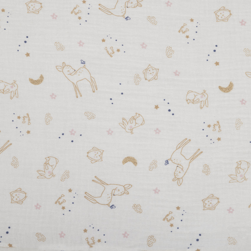 Cobertor reversible de sherpa/gasa 80 x 110 cm Little Deer 