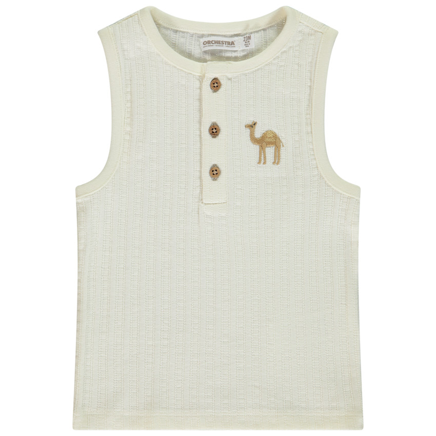 Camiseta de tirantes de canalé con bordado de camello para bebé niño 