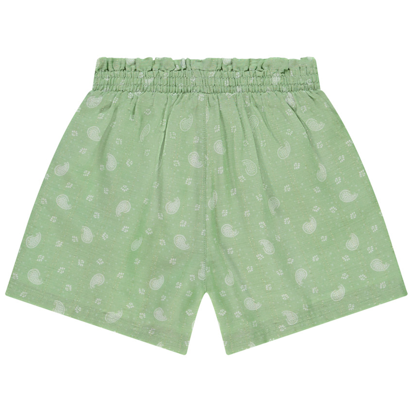 Short amplio brillante estampado cachemira niña 