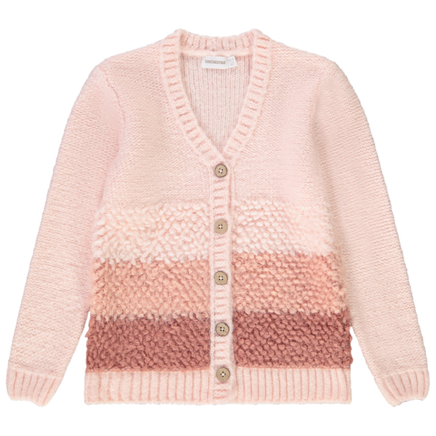 Chaleco largo de punto para niña con inserciones de borreguito 