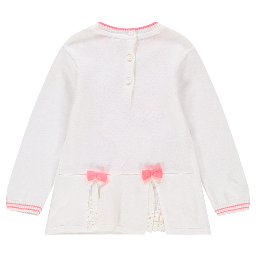 Jersey de punto con conejo bordado y aplicaciones de encaje 