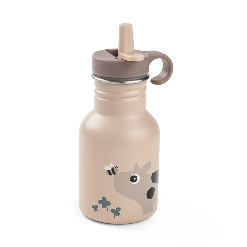  Botella acero inoxidable con pajita 350ml Tiny Farm rosa powder 