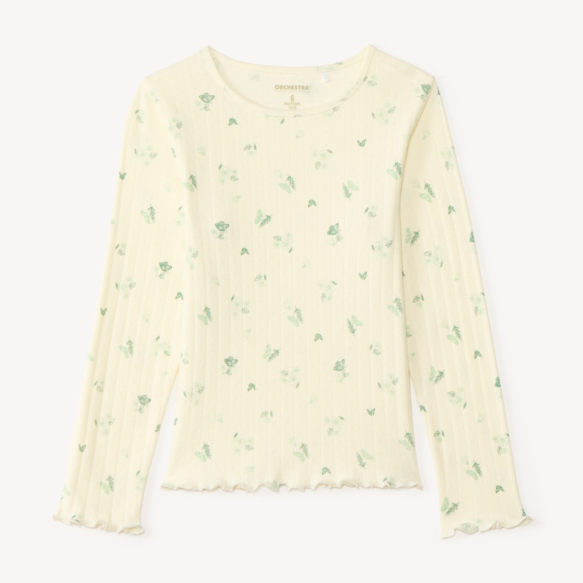 Camiseta de manga larga con estampado de mariposas para niña 