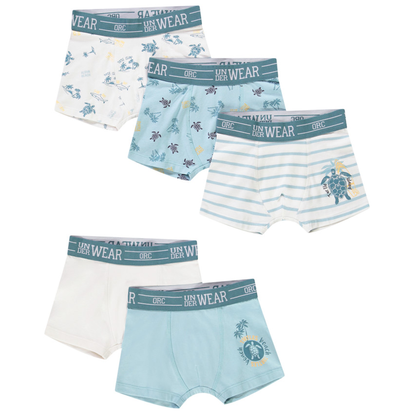 Lot de 5 boxers motifs Turtle Island garçon 