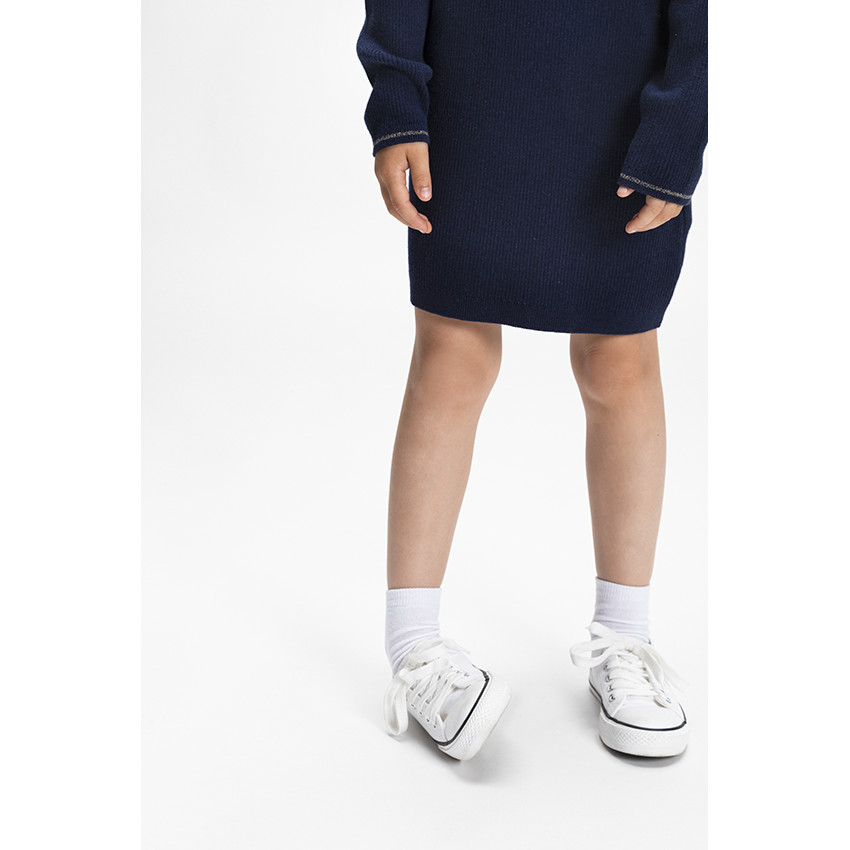 Robe manches longues en tricot effet côtelé pour fille Main Robe manches longues en tricot effet côtelé pour fille