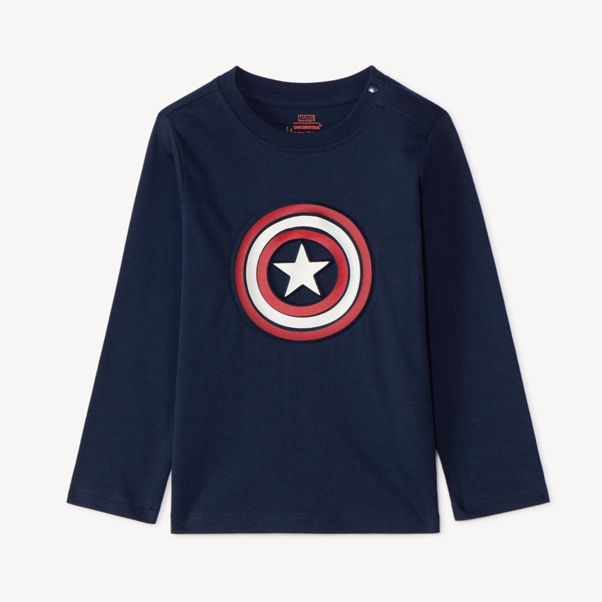 Camiseta de manga larga con estampado de Capitán América Marvel para bebé niño 