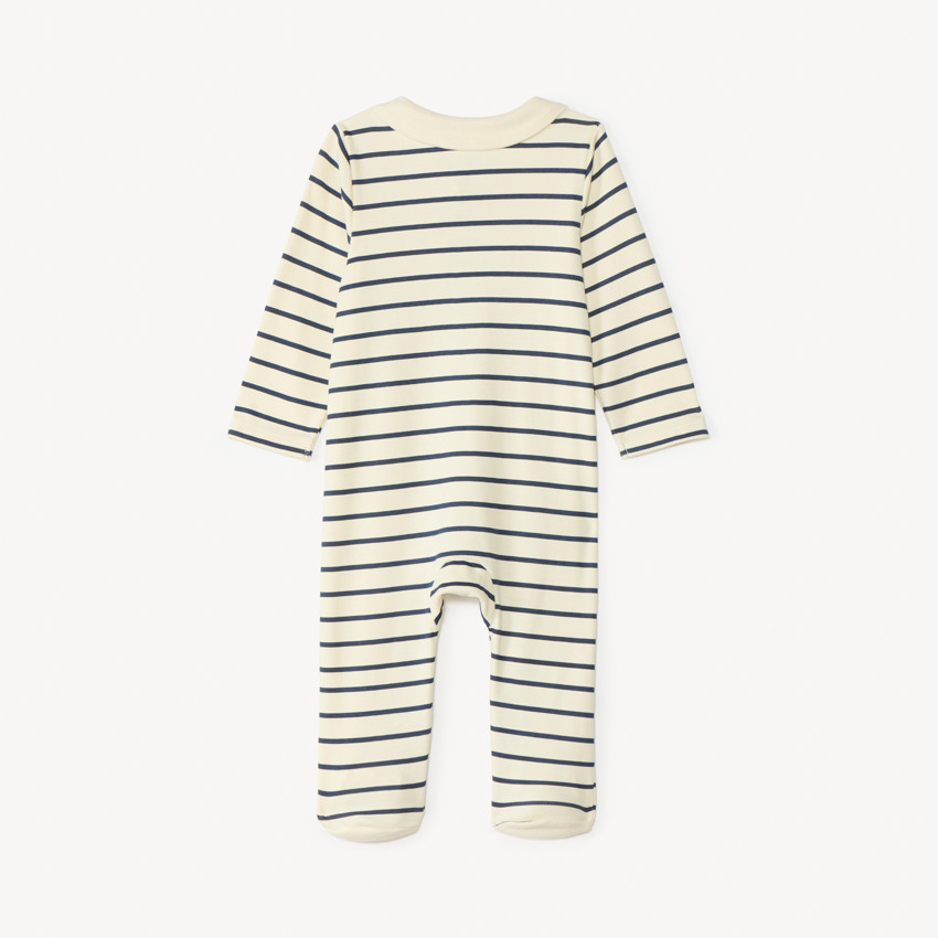 Pijama de rayas con cuello marinero para bebé niño 