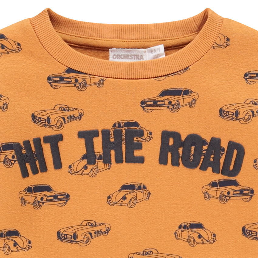 Sweat en molleton imprimé voitures et texte puff print pour garçon Main Sweat en molleton imprimé voitures et texte puff print pour garçon
