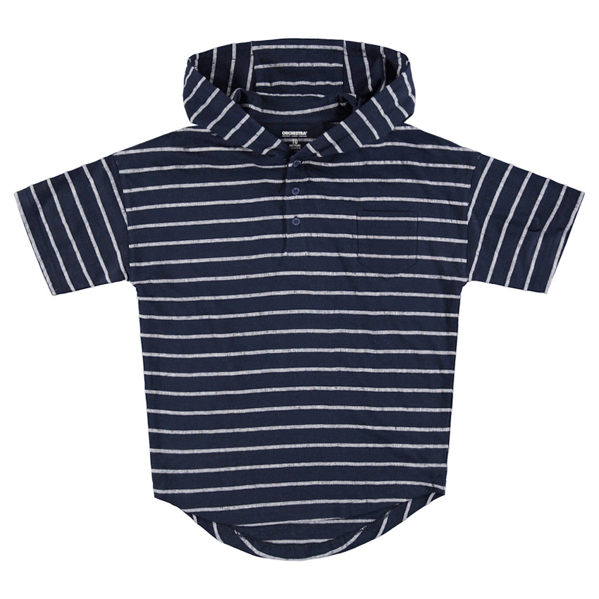 Júnior - Camiseta de manga cortaon capucha a rayas all-over con bolsillo 