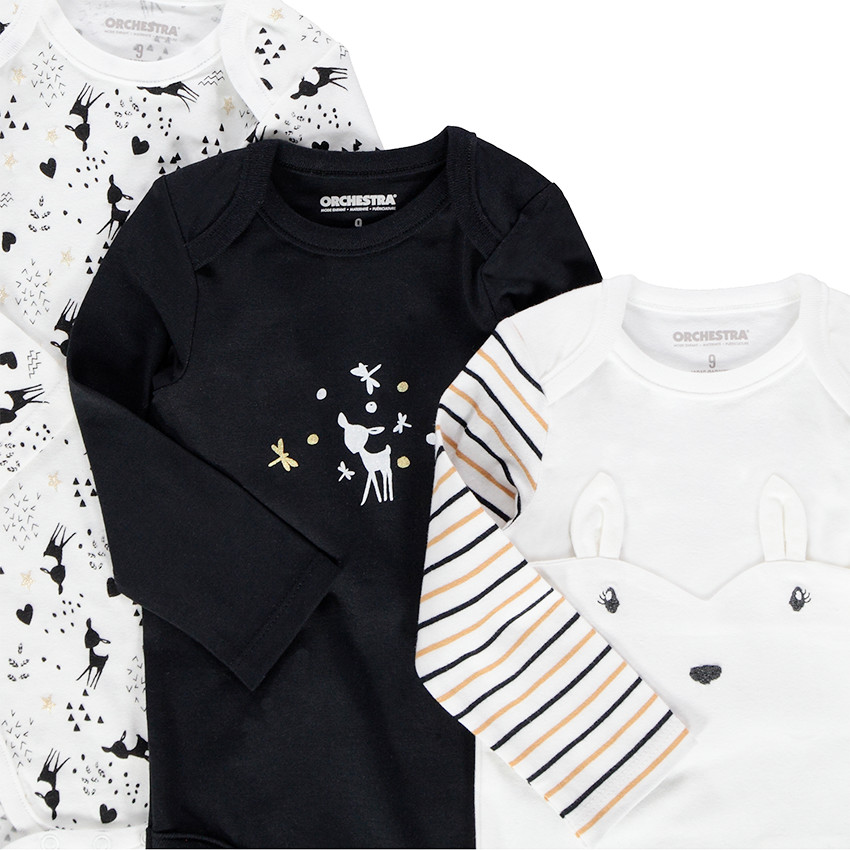 Juego de 7 bodies de manga larga de punto con estampados de fantasía 