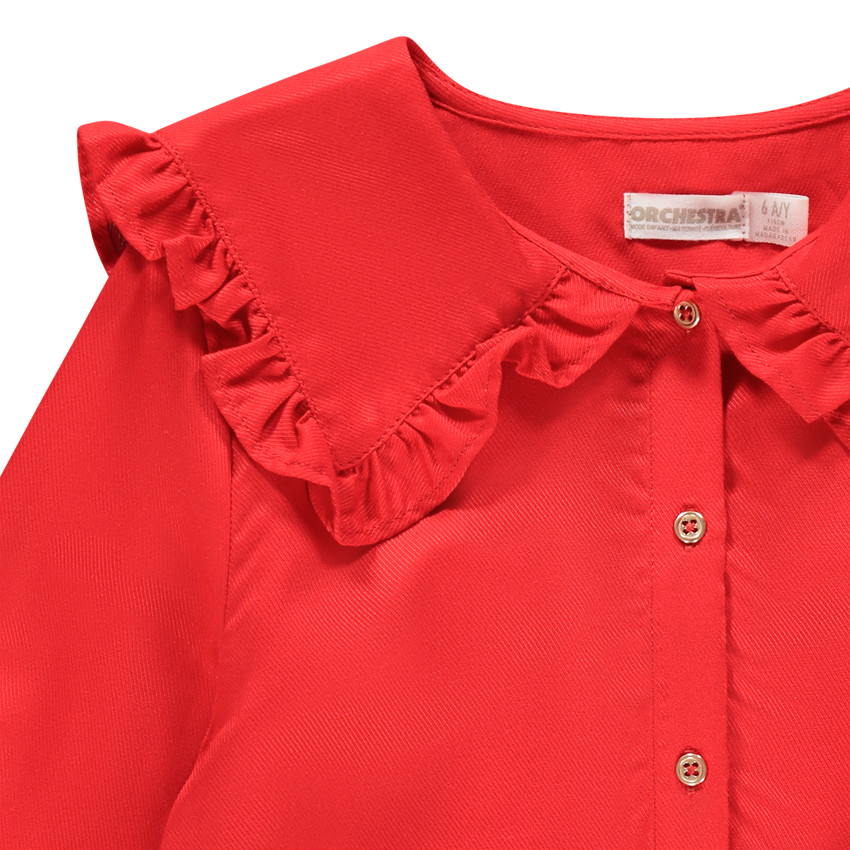 Chemise manches longues à col fantaisie rouge 