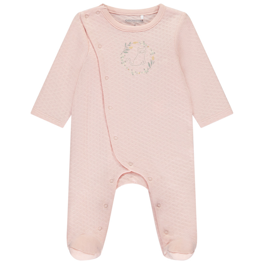 Pelele efecto acolchado con bordado de gato para bebé niña 