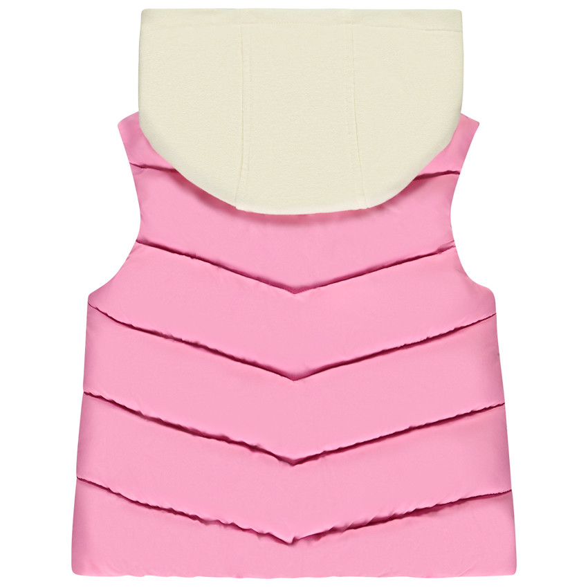 Chaleco acolchado sin mangas con capucha de felpa para niña 