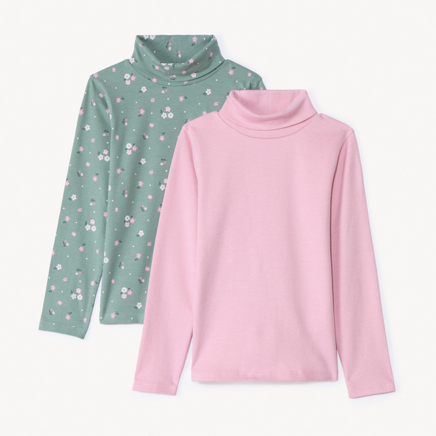 Lote de 2 camisetas interiores de cuello alto para niña 