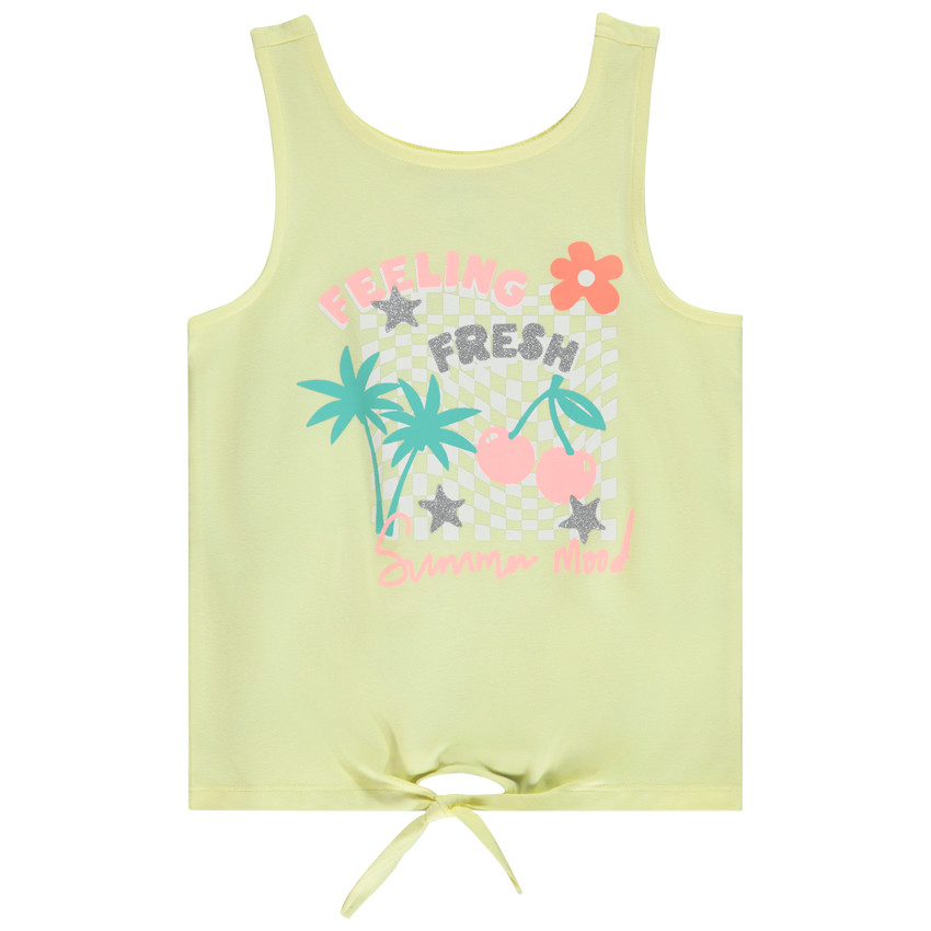 Camiseta sin mangas con estampado fantasía brillante para niña 