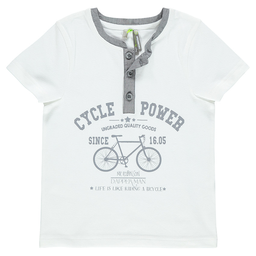 Tee-shirt manches courtes avec inscriptions et vélo printé 