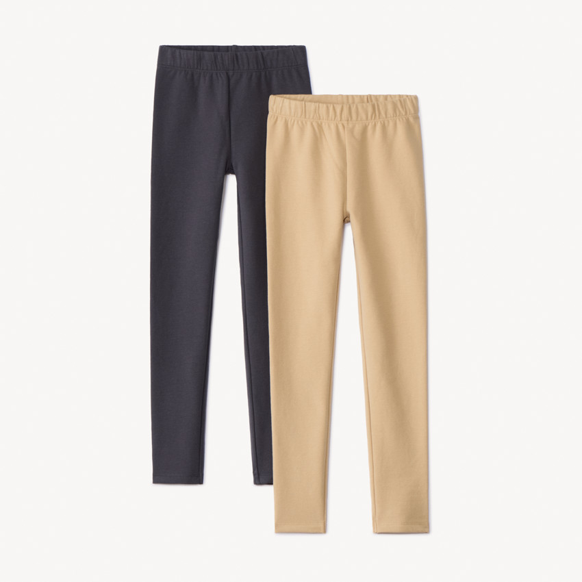 Lote de 2 leggings de felpa lisa para niña 