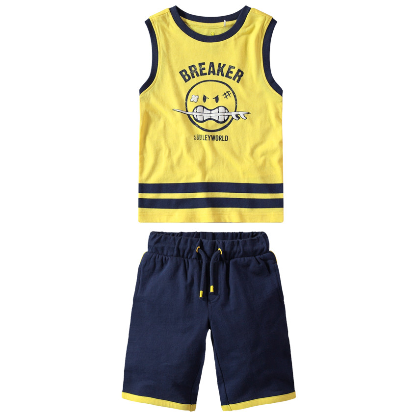 Conjunto con camiseta con estampado ©Smiley y bermudas lisas 