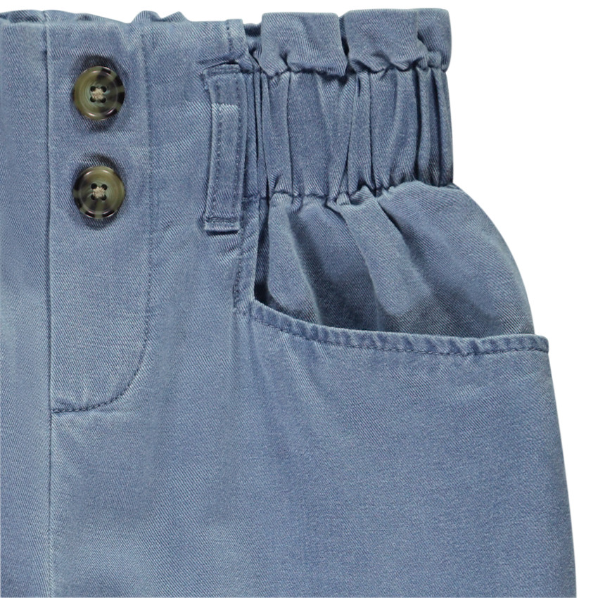 Pantalón fluido en tela con cintura elástica para niña 