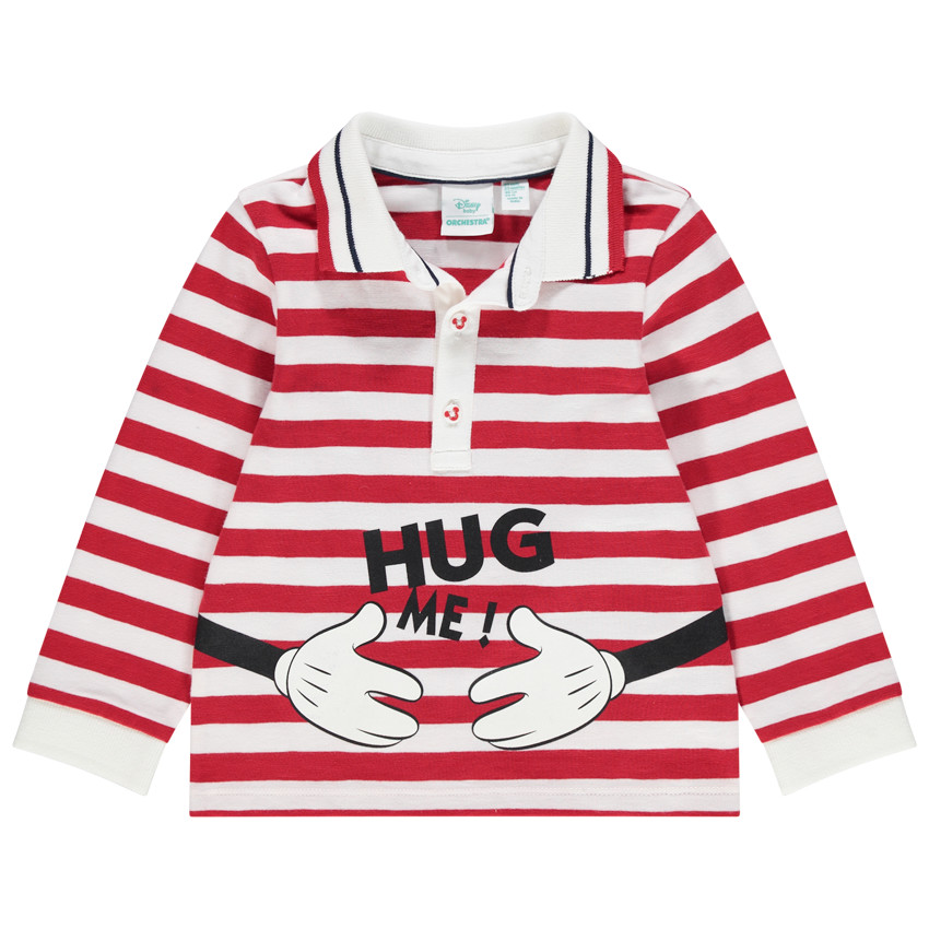 Polo de manga larga con rayas que contrastan y estampado de Mickey Disney 