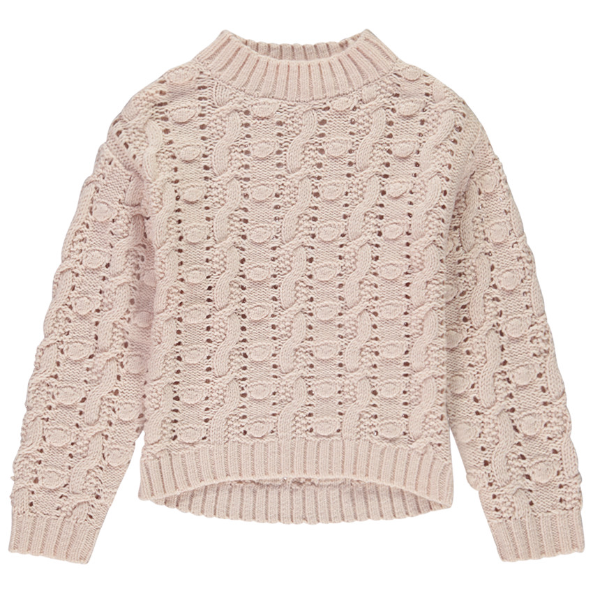 Jersey de punto trenzado con cuello alto para niña 