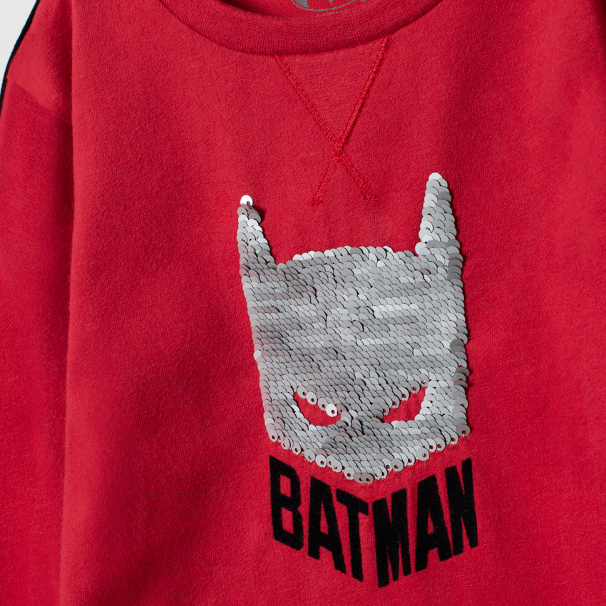 Camiseta de manga larga print Batman de lentejuelas  