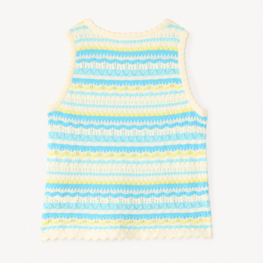 Camiseta sin mangas de punto calado con diseño para niña 