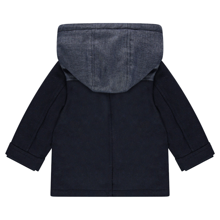 Trenca de poliéster y lana forrada con franela a cuadros 