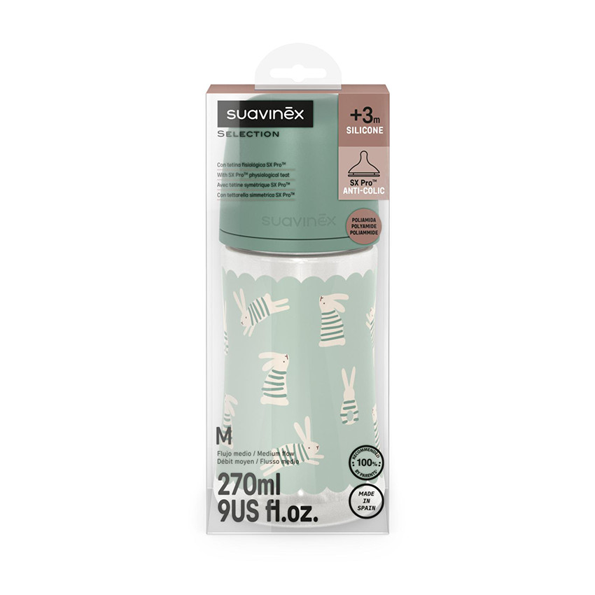 Biberón con tetina fisiológica SX PRO M 270ml Wonderland verde 