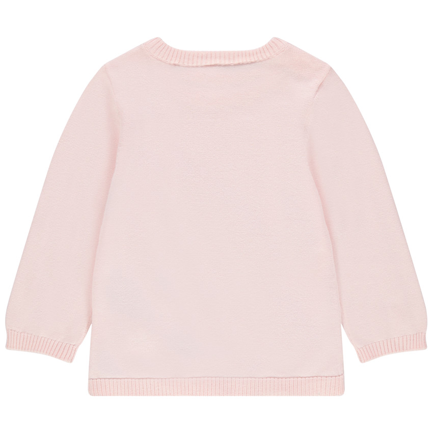 Jersey de punto con arcoíris de jacquard y pompones 