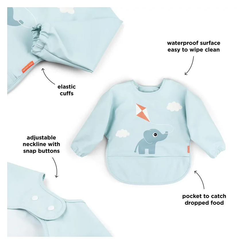 Babero tipo pelele con mangas y bolsillo Playground azul 
