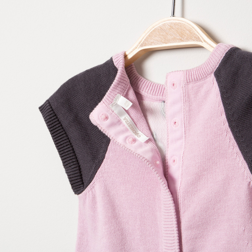 Robe manches courtes en tricot avec chat brodé et poches 