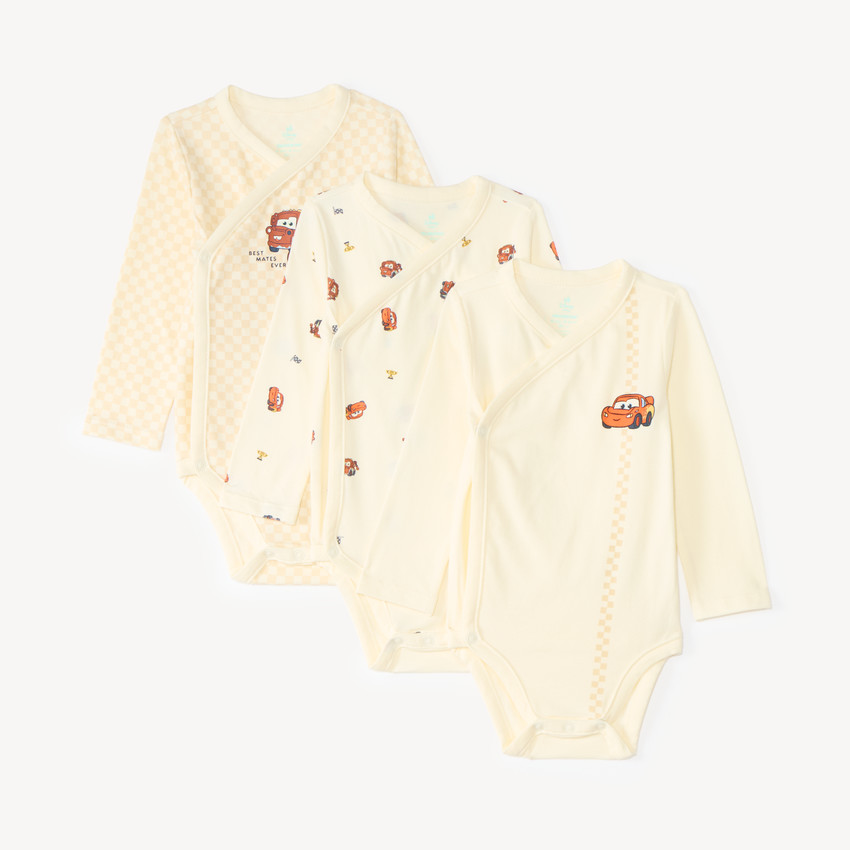 Lote de 3 bodies de manga larga para bebé niño Flash McQueen Disney-Pixar 