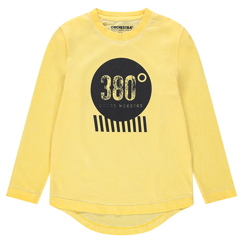 Júnior - Camiseta de manga corta de punto amarillo con estampado 