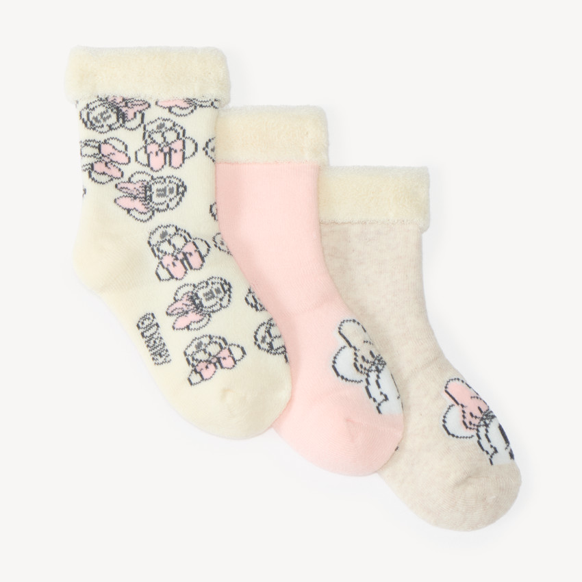 Conjunto de 3 calcetines forrados para recién nacidos con motivo de Minnie Disney 