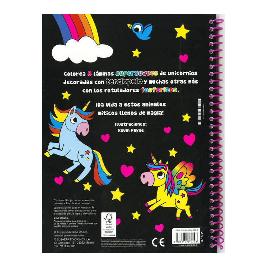 Libro para colorear Color y terciopelo Unicornios +4 años 