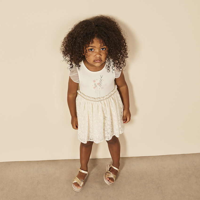 Robe body de ceremonie effet 2 en 1 avec broderies pour bebe fille Orchestra