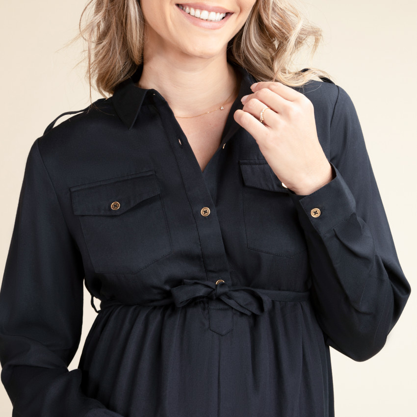 Vestido camisa de embarazo y lactancia en lyocell 