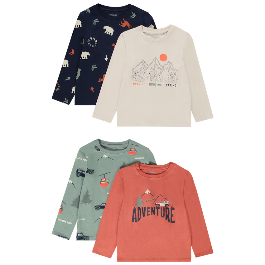 Pack de 4 camisetas de manga larga con motivos fantásticos niño. 