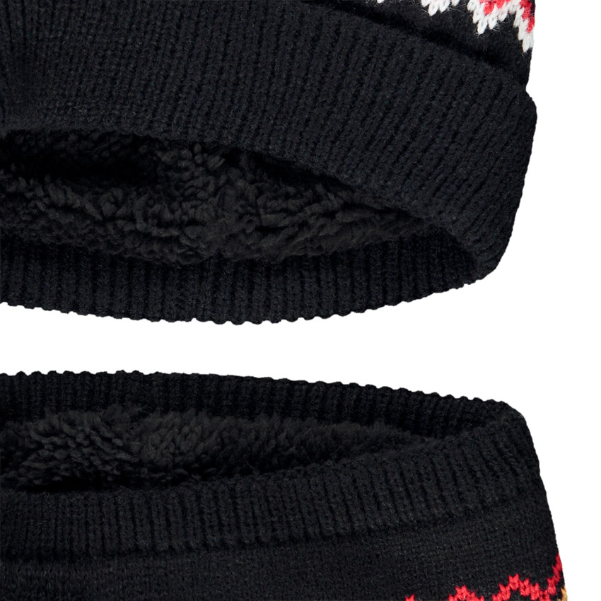 Conjunto de gorro y snood de punto jacquard forrados para niño 