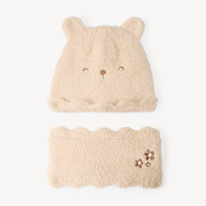 Conjunto de gorro y snood de sherpa para bebé niña 