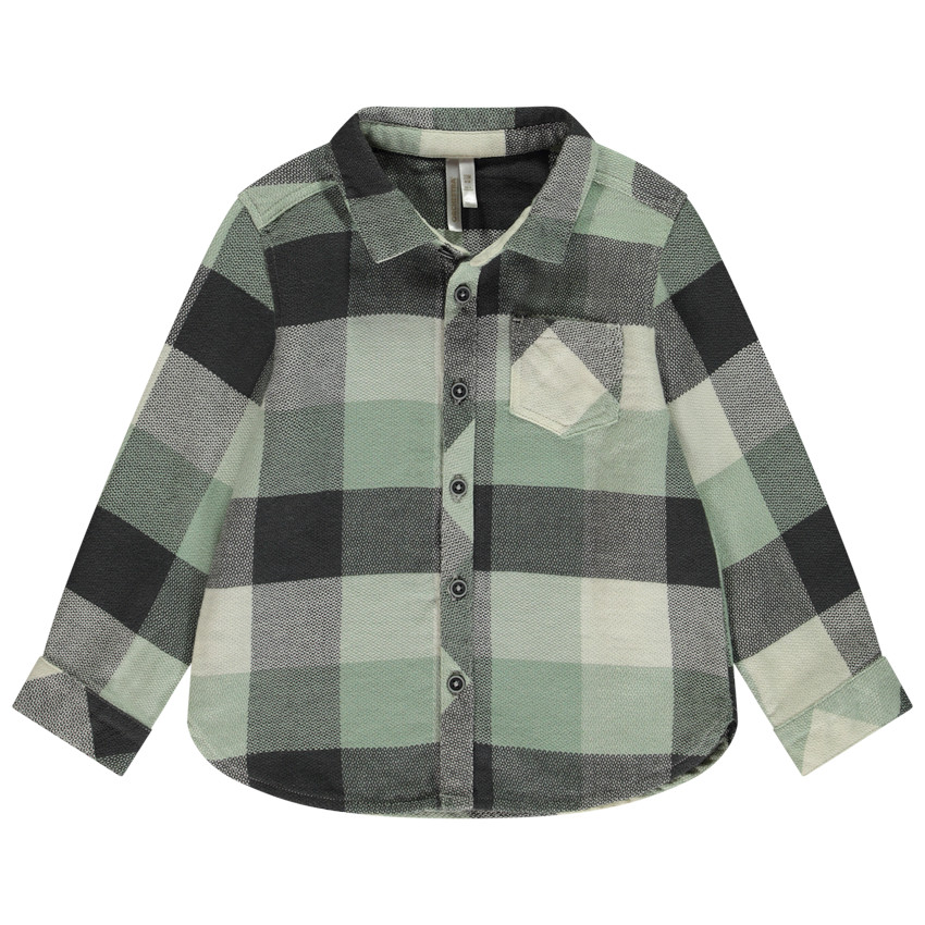 Camisa de cuadros de manga larga con bolsillo para niño 