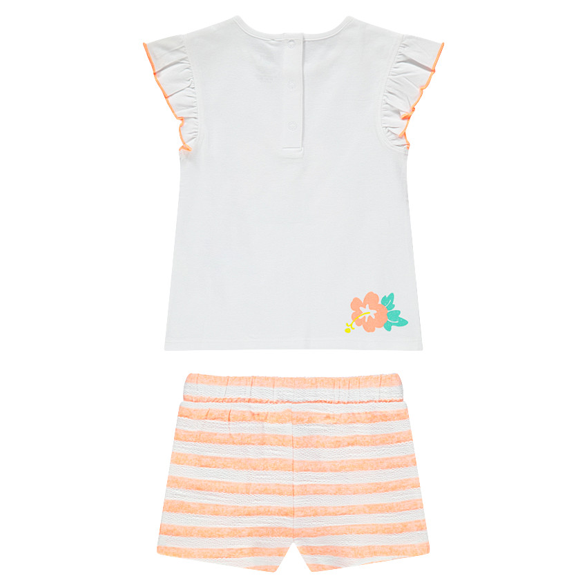 Conjunto de camiseta con estampado ©Smiley y pantalón corto de rayas 