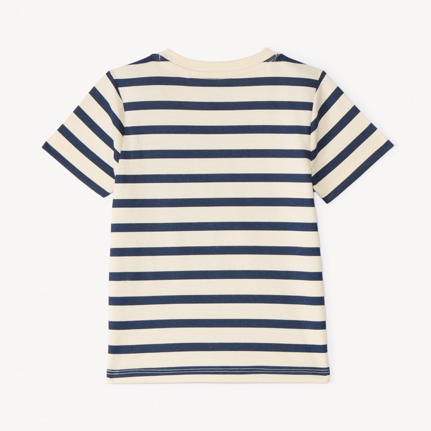 Camiseta de manga corta a rayas con estampado de ballena para bebé niño. 