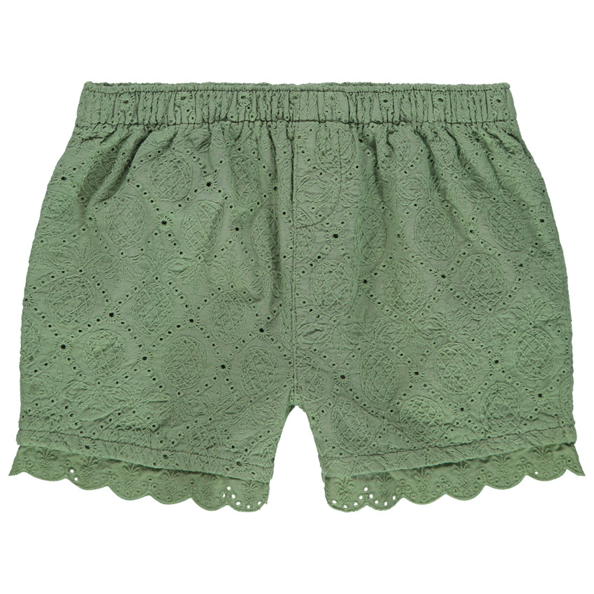 pantalon corto kaki con bordado ingles 